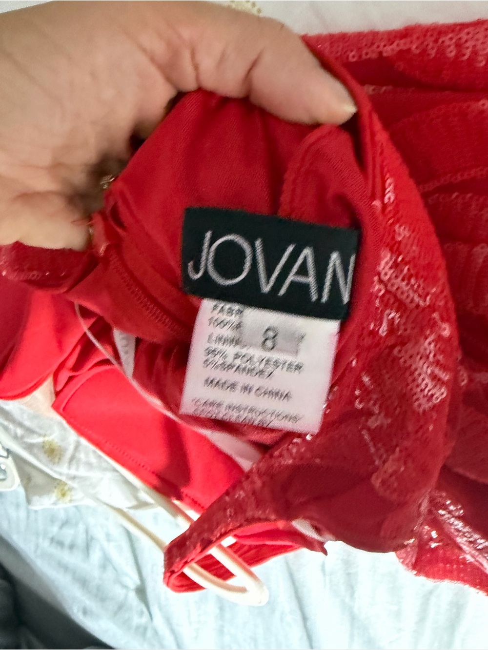 Jovani Red Sequin Plunge V-Neck Evening Gown - Picture 14 of 14